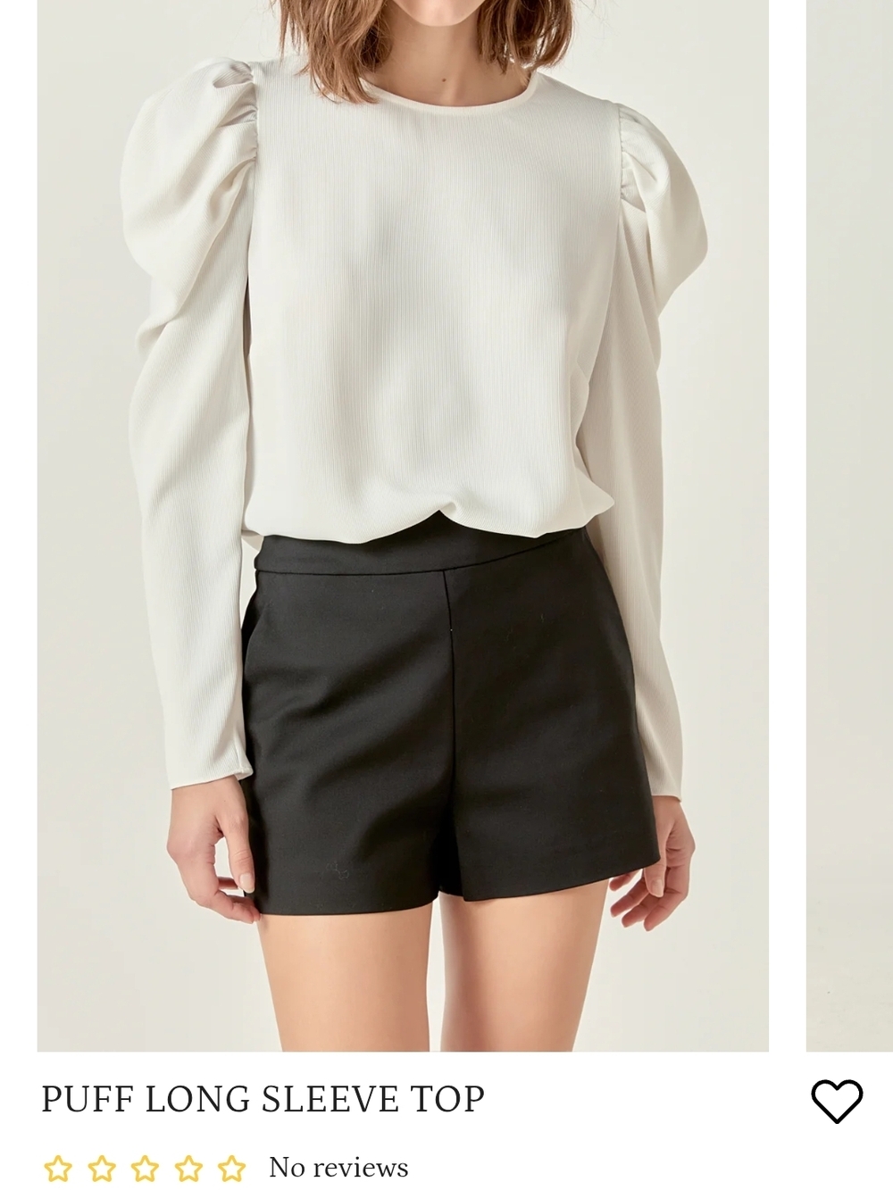 English Factory Gray Puff-Sleeve Long Sleeve Top
